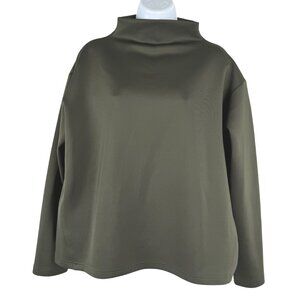 Aday Like A Boss Pullover Sweatshirt Top Medium Green Mock Neck Scuba TP-3789